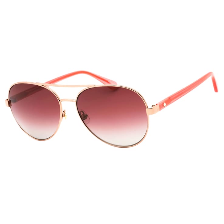 Kate Spade AVERIE Rose Gold Aviator Frame / Burgundy Lenses Sunglasses