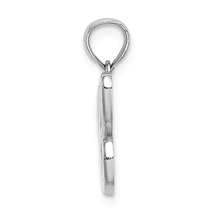 Rhodium Over 14k White Gold Polished Script Letter C Initial Pendant
