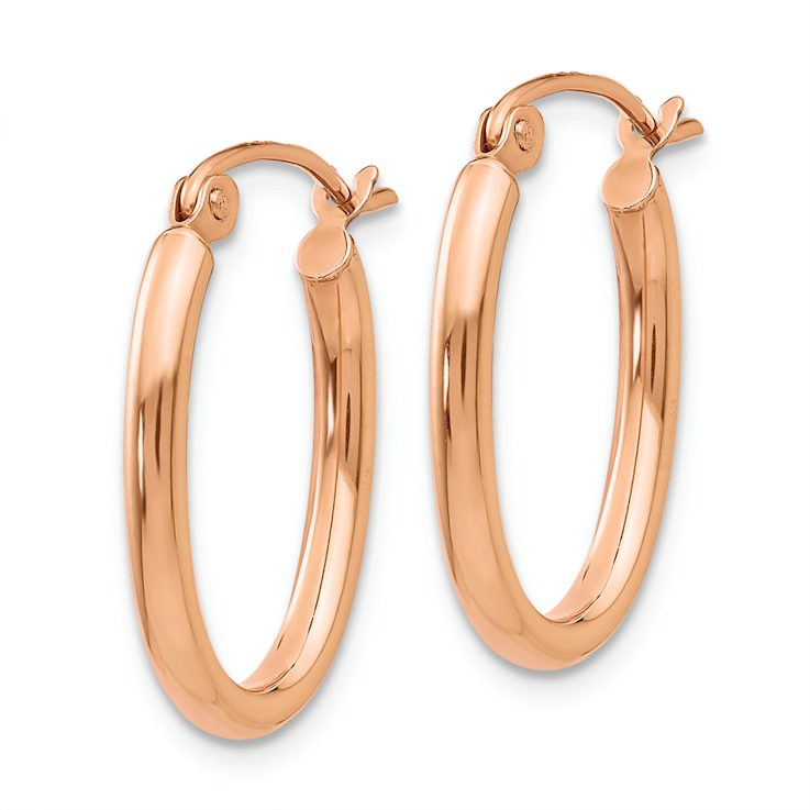 14k Rose Gold 13/16" Oval Hoop Earrings