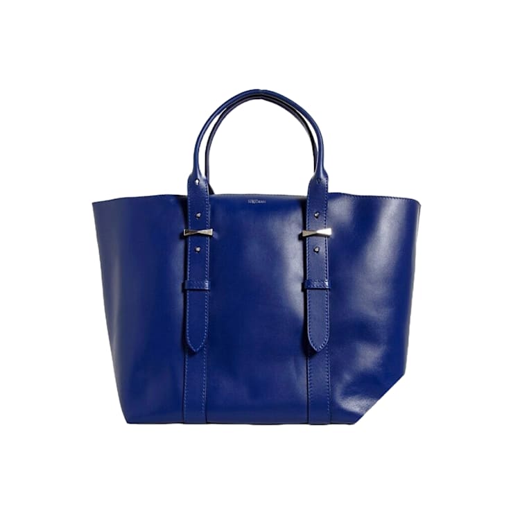 Alexander McQueen Large Leather Legend Tote Bag with Bonus Pouch in Blue