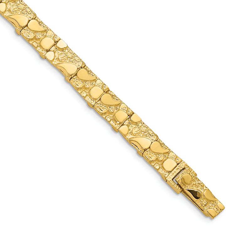 14k Yellow Gold 7mm Textured Nugget Bracelet