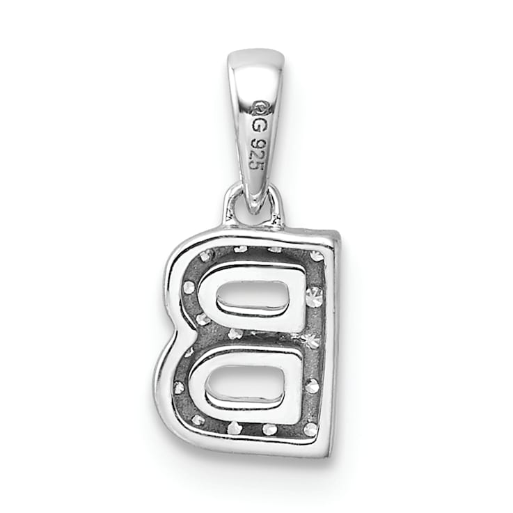 14K White Gold Diamond Letter B Initial with Bail Pendant