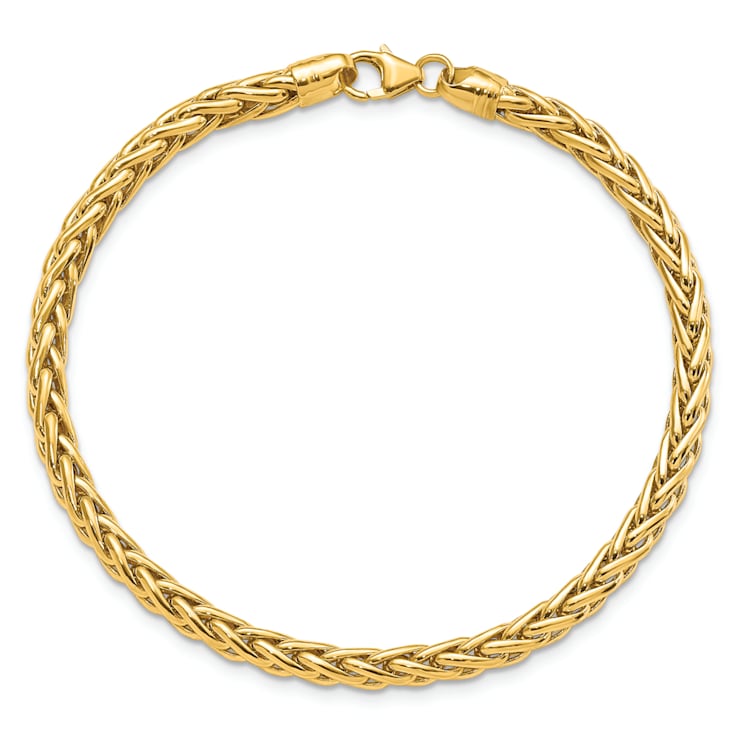 14k Yellow Gold Polished 3D 4mm Fancy Link Bracelet
