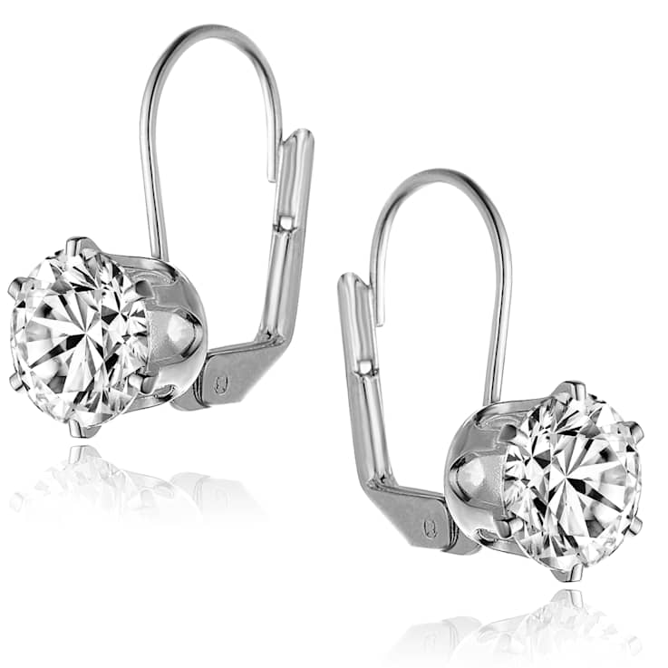 CZ Drop Earrings In Sterling Silver