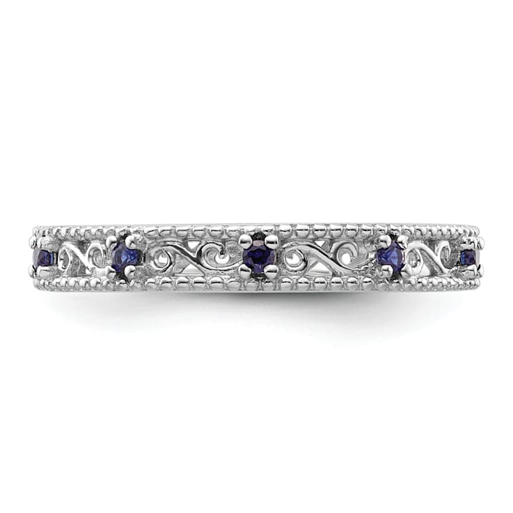Sterling Silver Stackable Expressions Lab Created Sapphire Ring 0.2ctw