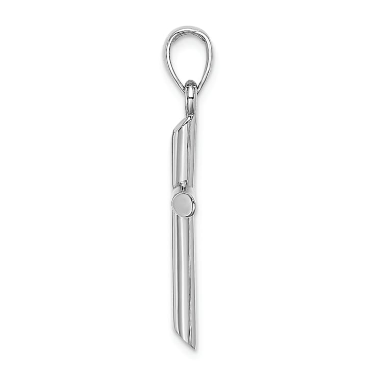 Rhodium Over 14K White Gold Polished Cylinder Cross Charm Pendant