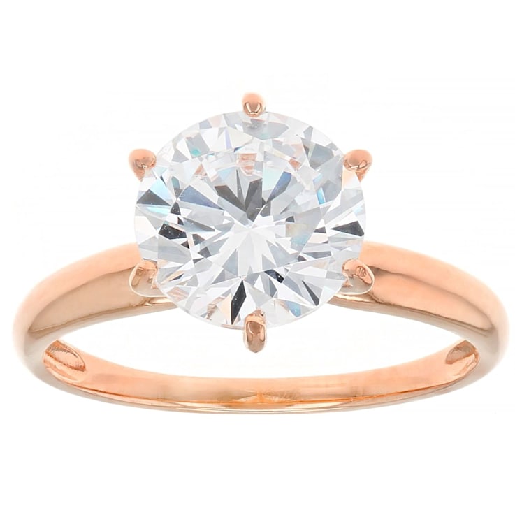 White Cubic Zirconia 18K Rose Gold Over Sterling Silver Ring 4.18ctw