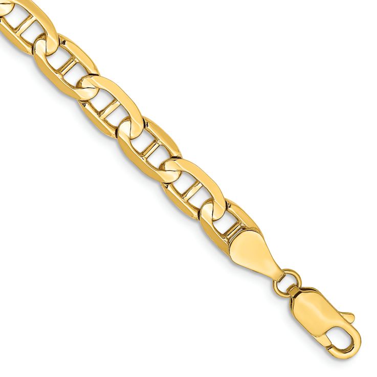 10k Yellow Gold 5.25mm Concave Mariner Link Bracelet
