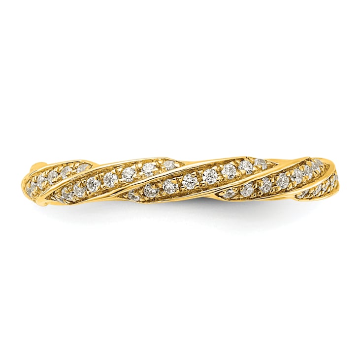 14K Yellow Gold Twisted Diamond Wedding Band 0.2ctw