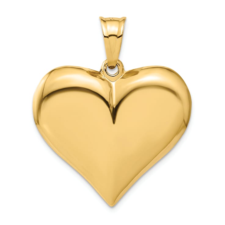 14k Yellow Gold 3D Polished Puffed Heart Pendant