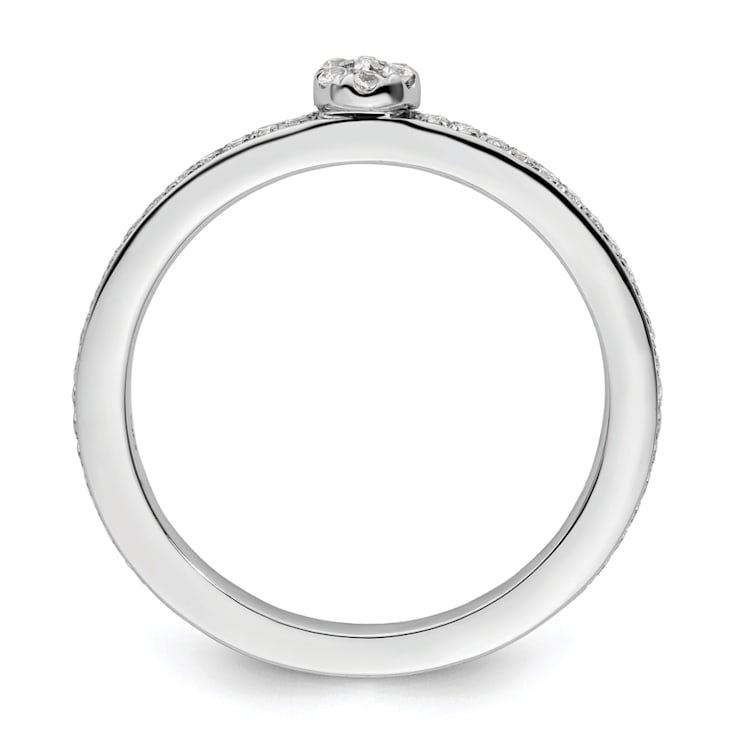 14K White Gold Stackable Expressions White Topaz and Diamond Ring 0.075ctw