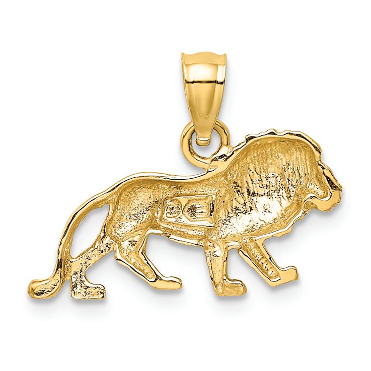 14k Yellow Gold Diamond-Cut and Textured Lion Pendant