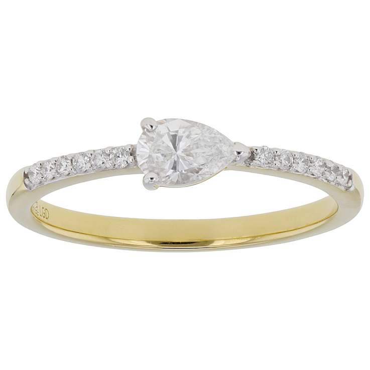 Pear And Round Lab-Grown Diamond Band Ring In 14K Gold Over Sterling
Silver 0.40ctw