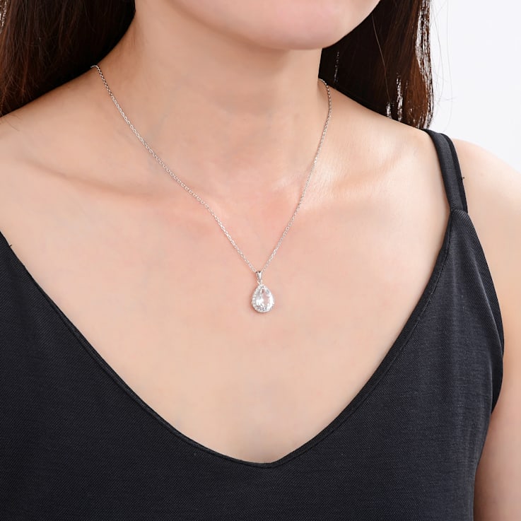 White Topaz Sterling Silver Pendant with Chain 4.22ctw