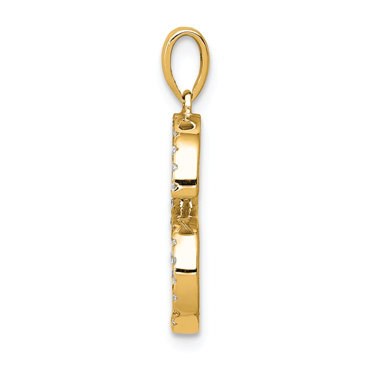 14K Yellow Gold Diamond Letter S Initial Pendant