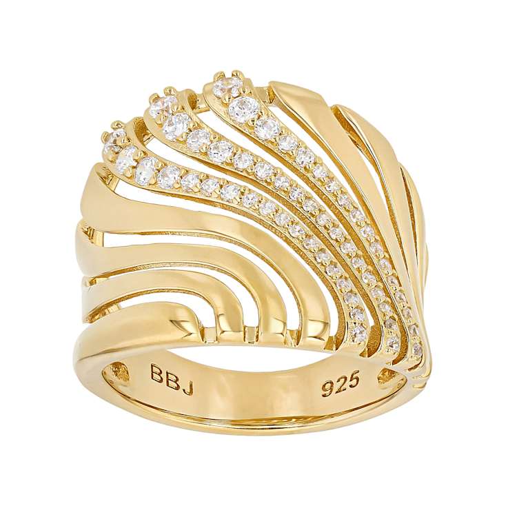 CZ Cluster Ring In 18K Gold Over Sterling Silver 0.79ctw