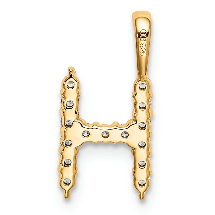 14K Yellow Gold Lab Grown Diamond Letter H Initial Pendant