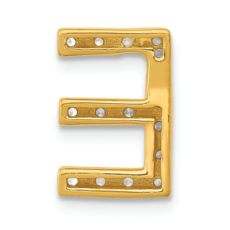14K Yellow Gold Diamond Letter E Initial Charm