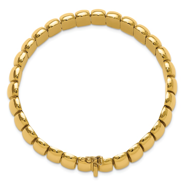 14K Yellow Gold 13.5mm Band Link 7.5 Inch Bracelet
