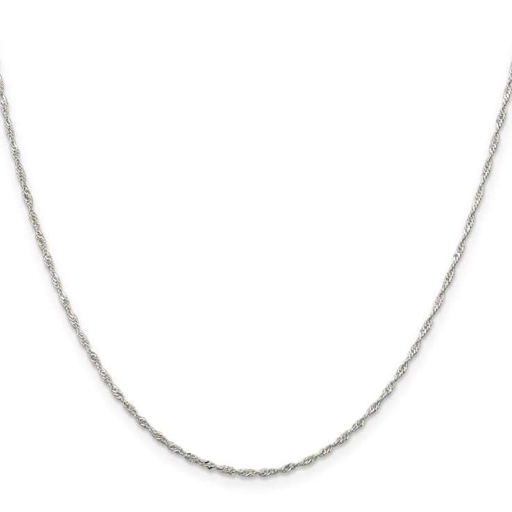 Sterling Silver 1.4mm Singapore Chain with 2-inch Extension Necklace