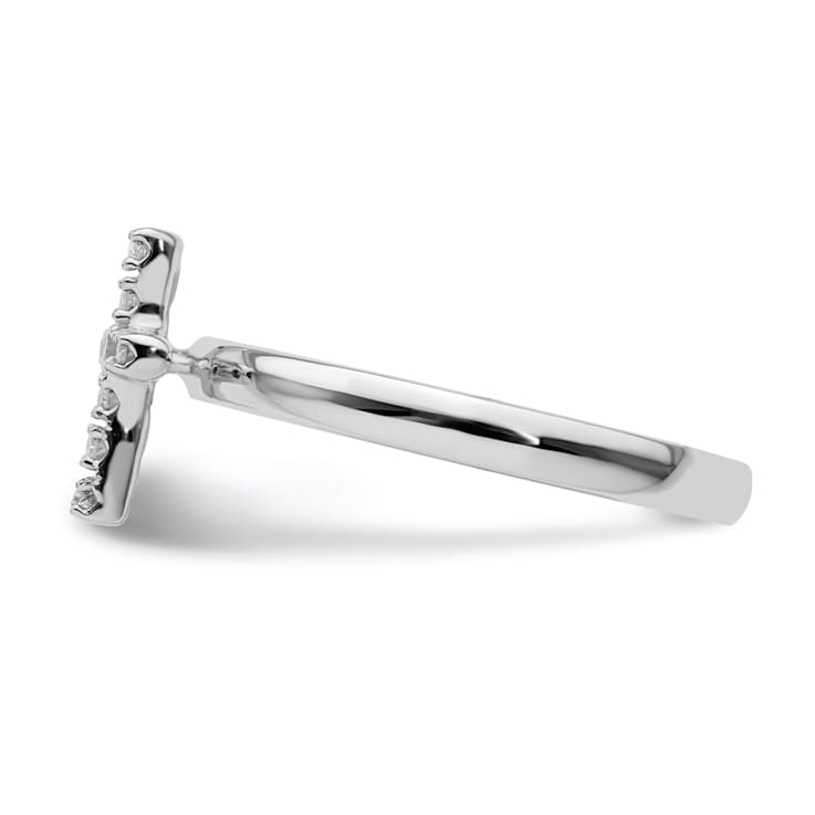 Sterling Silver Stackable Expressions Cross Diamond Ring 0.105ctw