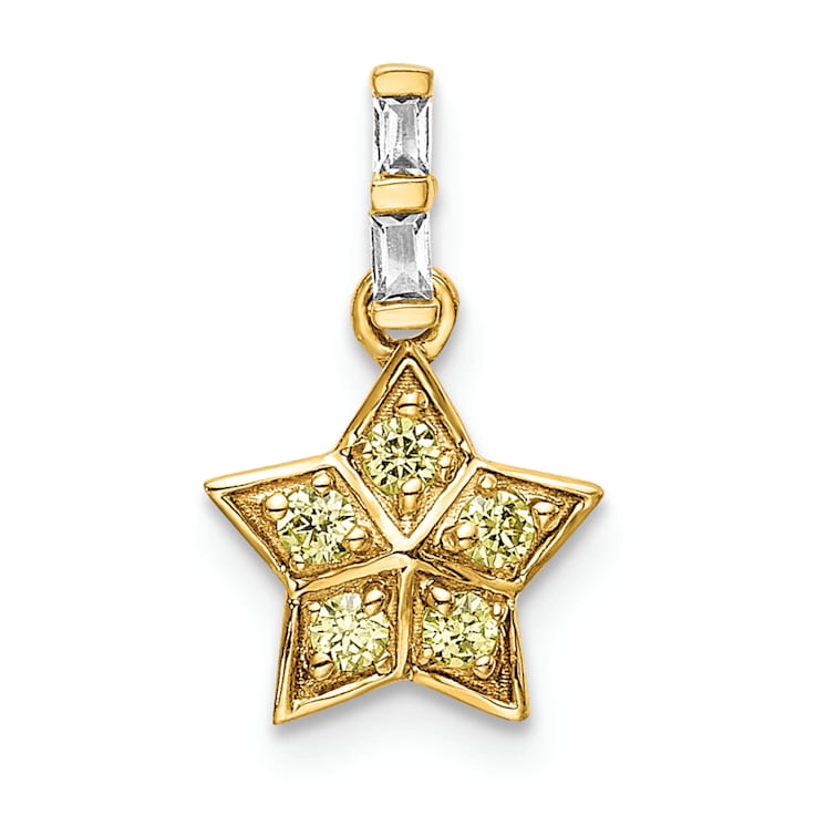 14k Yellow Gold Diamond and Yellow Sapphire Star Pendant