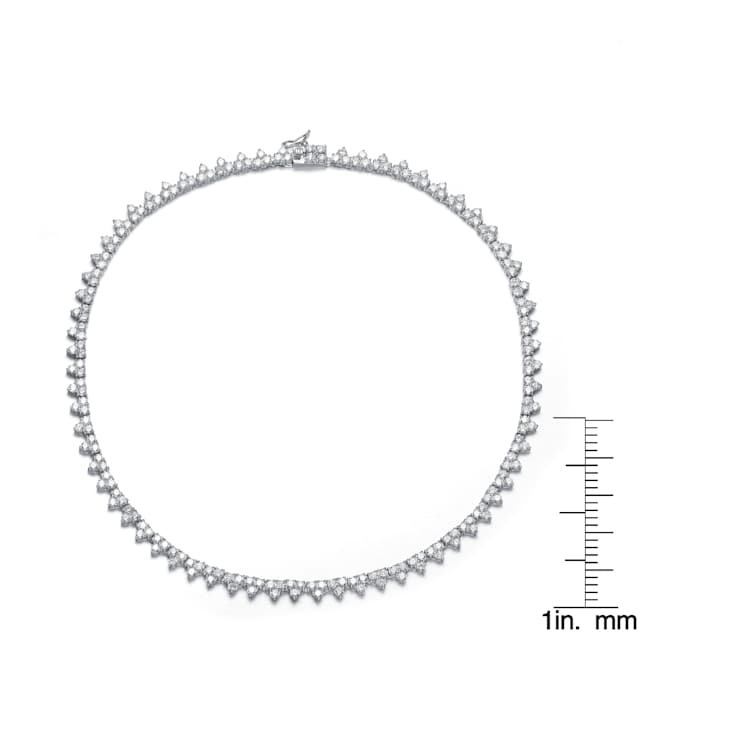 CZ Tennis Necklace In Sterling Silver 16 Inch