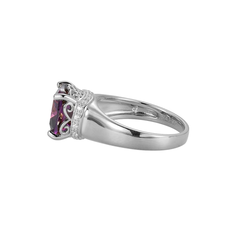 Purple And White Cubic Zirconia Platinum Over Silver February Birthstone
Ring 5.81ctw