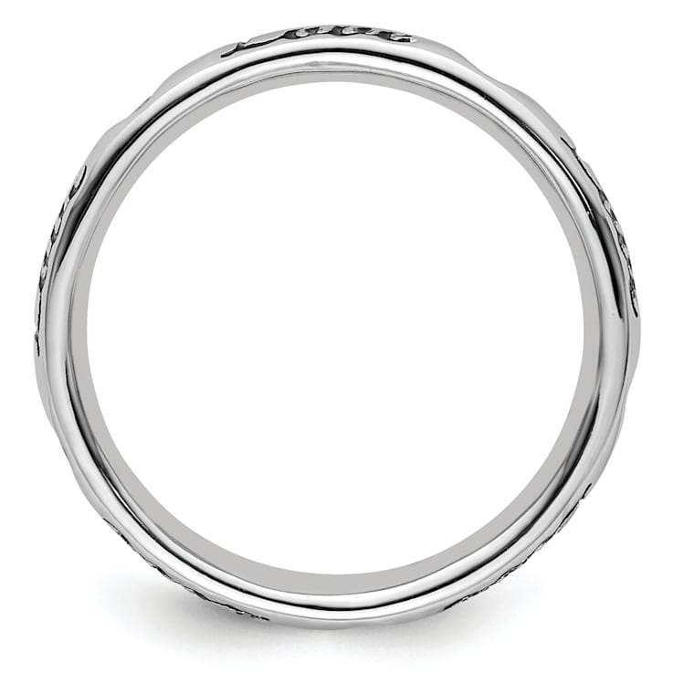 Sterling Silver Stackable Expressions Expressions Black Enamel Love Ring