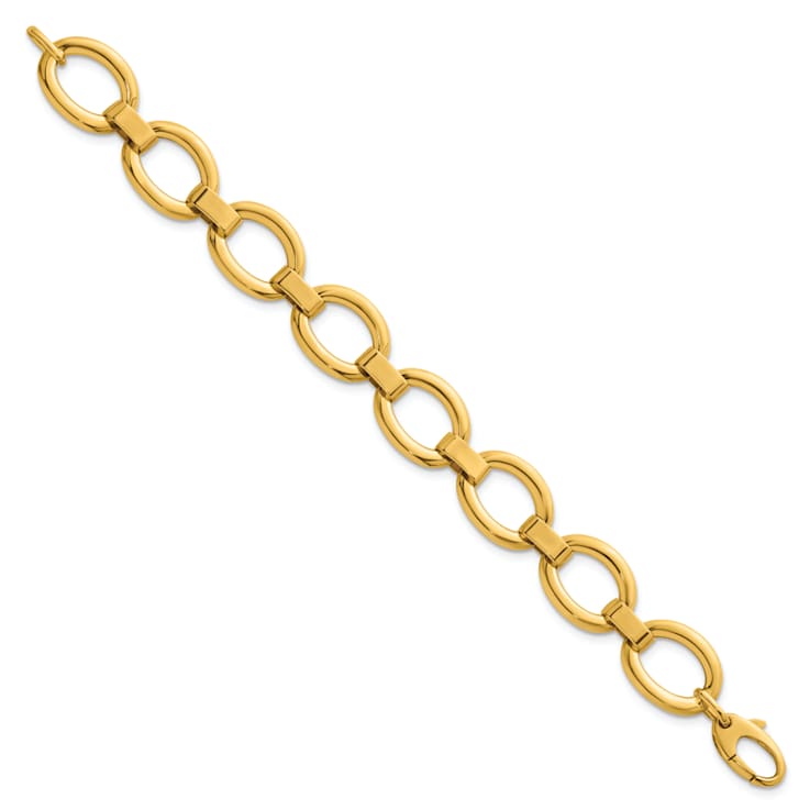 14K Yellow Gold Polished Oval Link 7.5 inch Bracelet