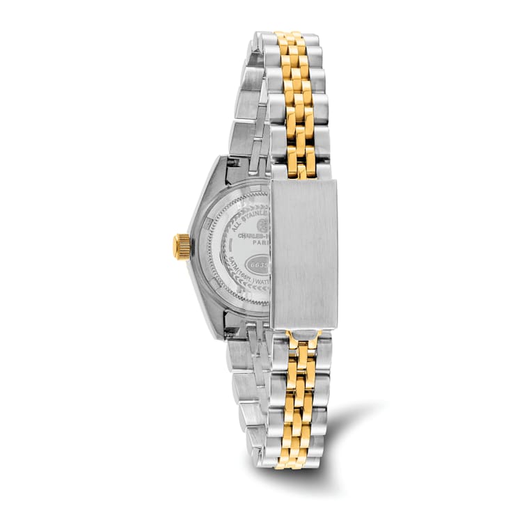 Ladies Charles Hubert IP-plated Two-tone 26mm Black Dial Watch