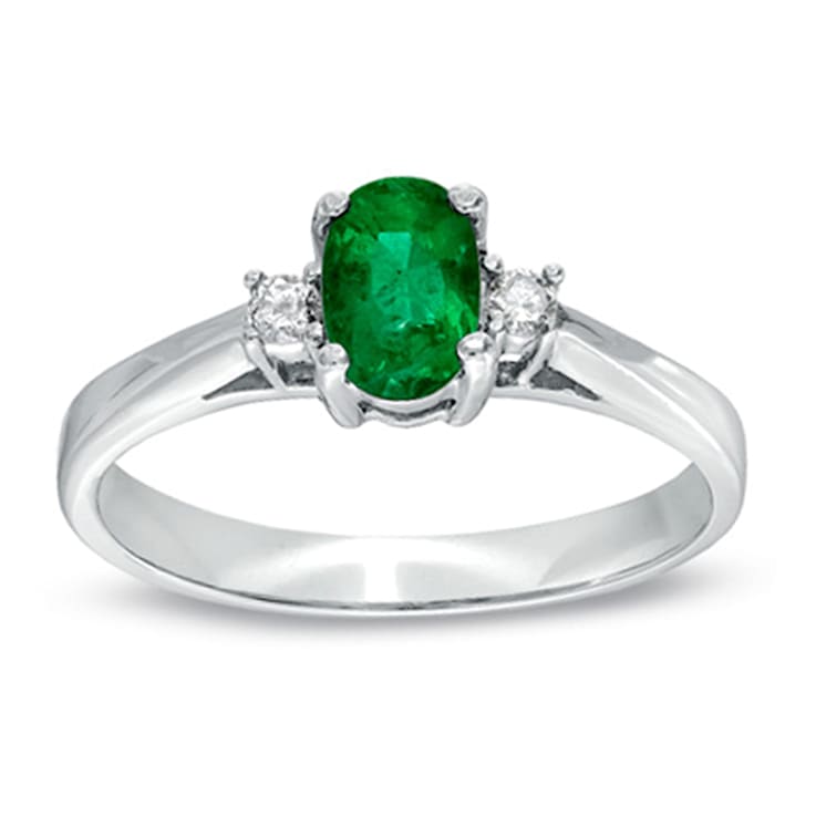 0.45cttw Emerald and Diamond Ring in 14k White Gold