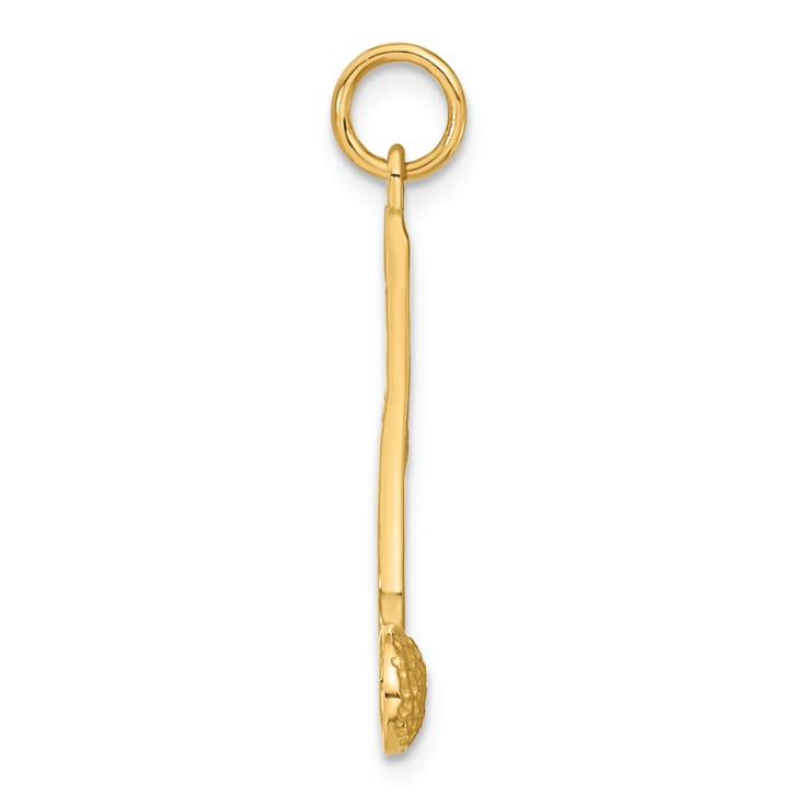 14k Yellow Gold Satin and Textured Musical Note Pendant