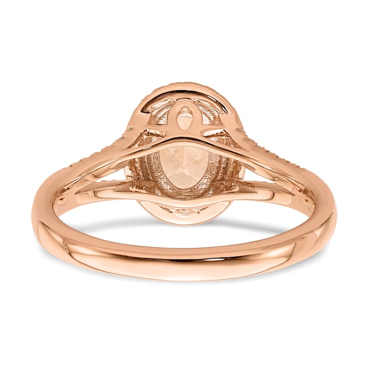 14K Rose Gold Morganite Diamond Halo Engagement Ring 1.25ctw
