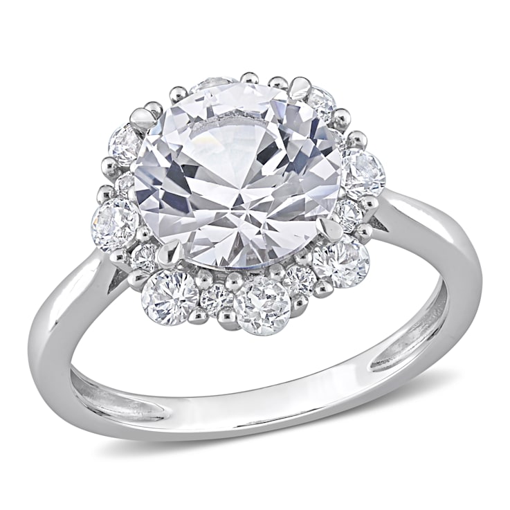 Lab created white sapphire white gold engagement rings store