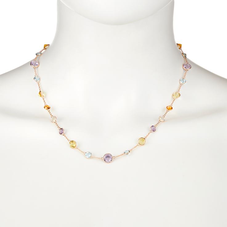 Multi-Gem 14k Rose Gold 18" Necklace 16.79ctw