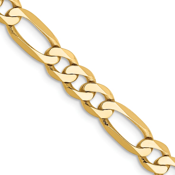 14K Yellow Gold 5.25mm Flat Figaro Chain Necklace