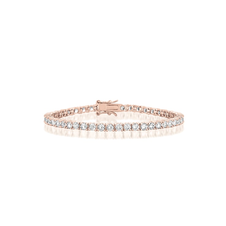 CZ Tennis Bracelet In 18K Rose Gold Over Sterling Silver