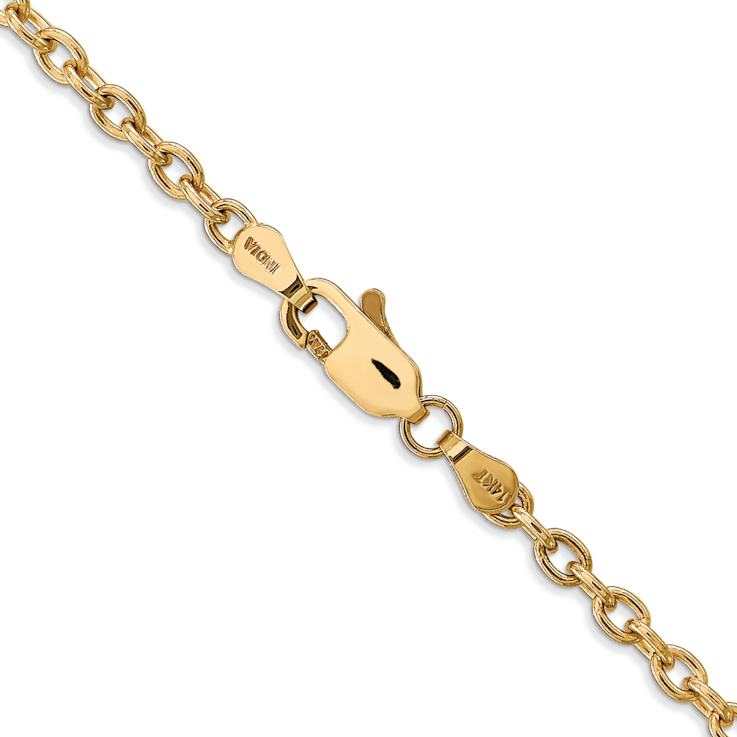 14k Yellow Gold 3.2mm Solid Round Open Link Cable 20 Inch Chain