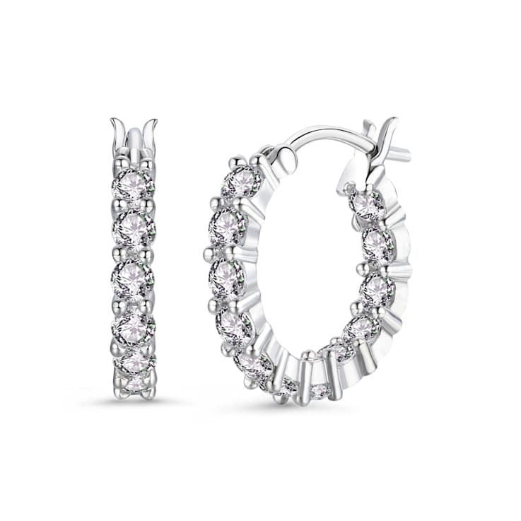 CZ Inside-Out Hoop Earrings In Sterling Silver