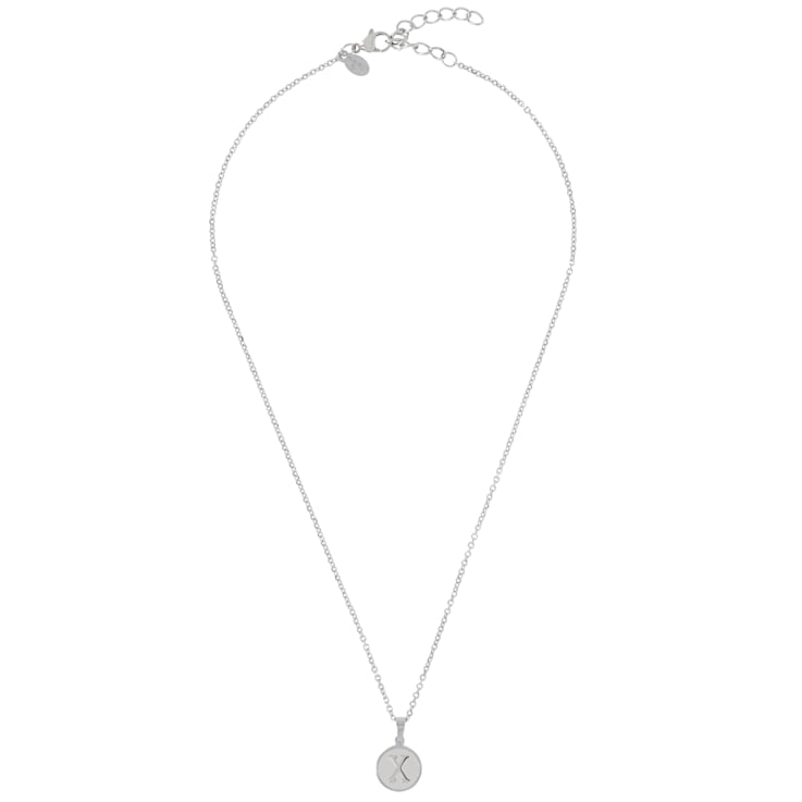 Initial X Charm Pendant Necklace In Silver-Tone