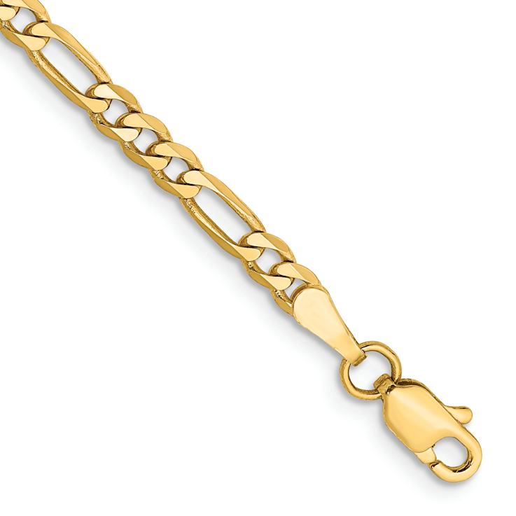 10k Yellow Gold Children's 3mm Flat Figaro Link Bracelet