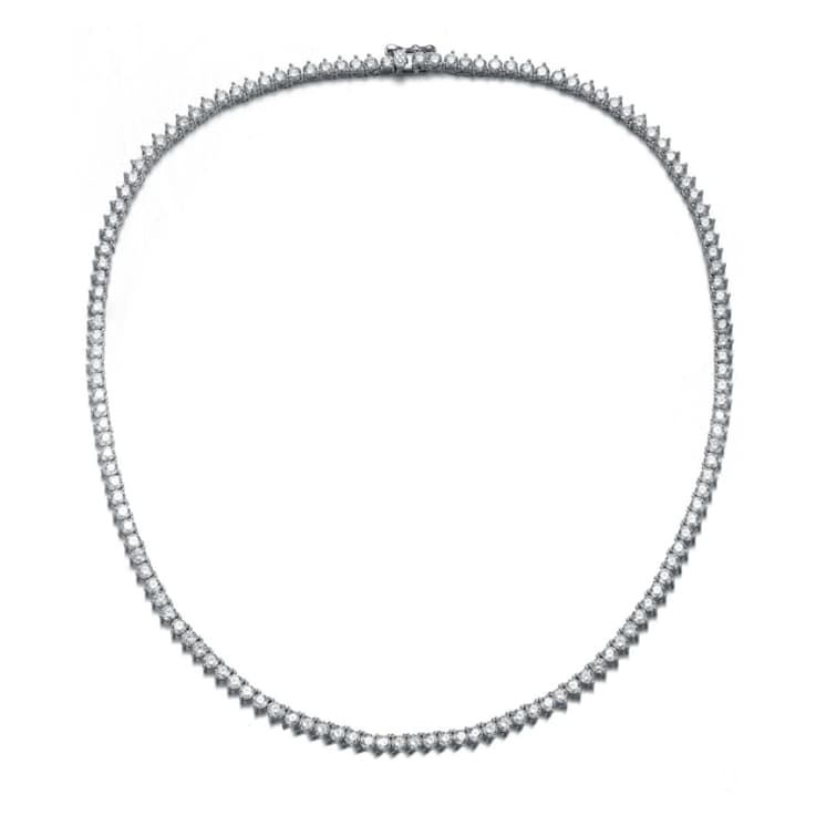 CZ Tennis Necklace In Sterling Silver 16 Inch