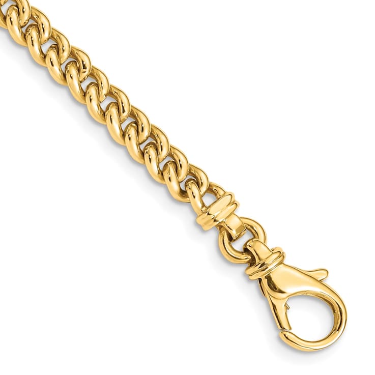 14K Yellow Gold 4.5mm Hand-Polished Fancy Link Bracelet