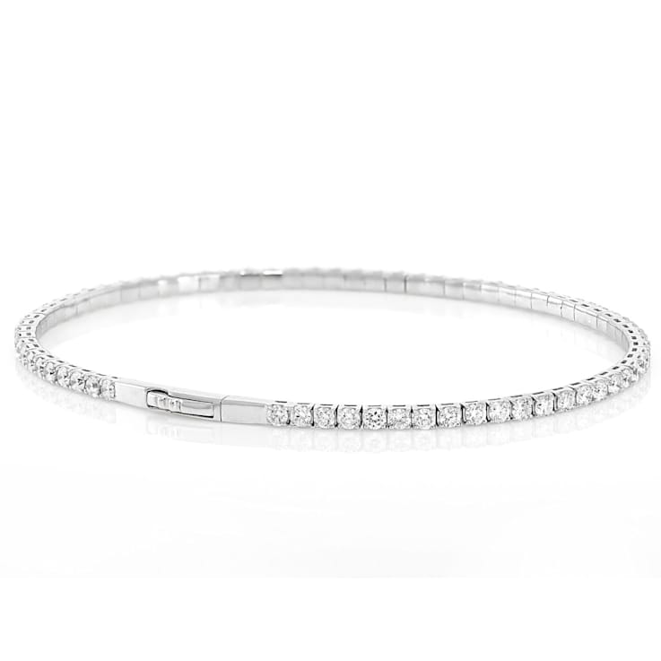 Lab-Grown Diamond Flex Bangle Bracelet In Sterling Silver 3.00ctw