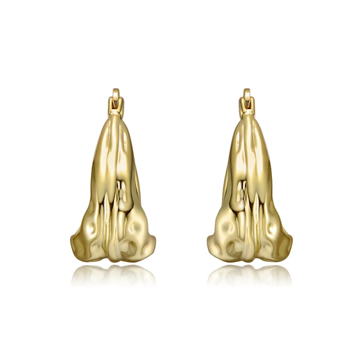 Sculptural Waterfall Hoop Earrings In 14K Gold Over Brass