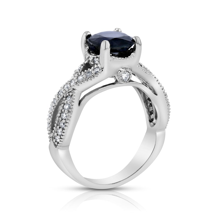 2.5ctw Sapphire and Diamond Ring in 14k White Gold