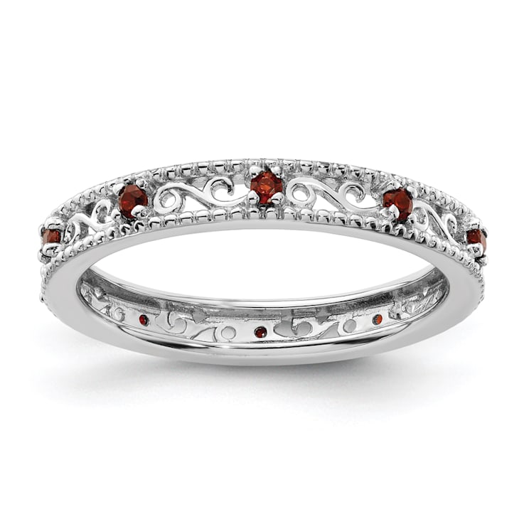 Sterling Silver Stackable Expressions Garnet Ring 0.22ctw