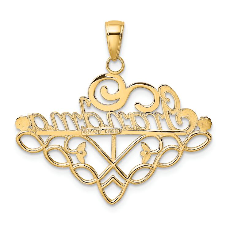 14k Yellow Gold GRANDMA Birthstone Charm Holder Pendant