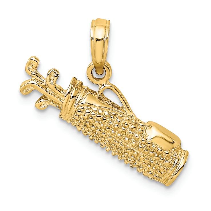 14k Yellow Gold Textured Golf Bag Charm